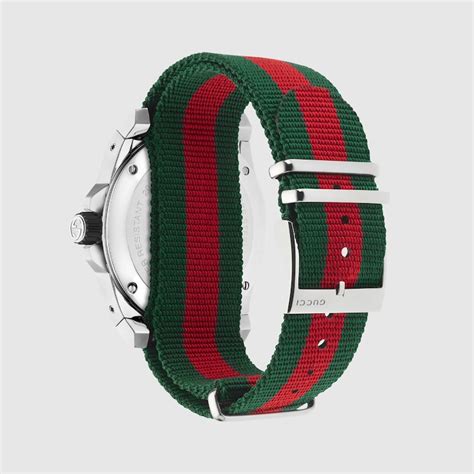 gucci vert et rouge|Montre Gucci Dive, 45 mm en bande Web verte et rouge.